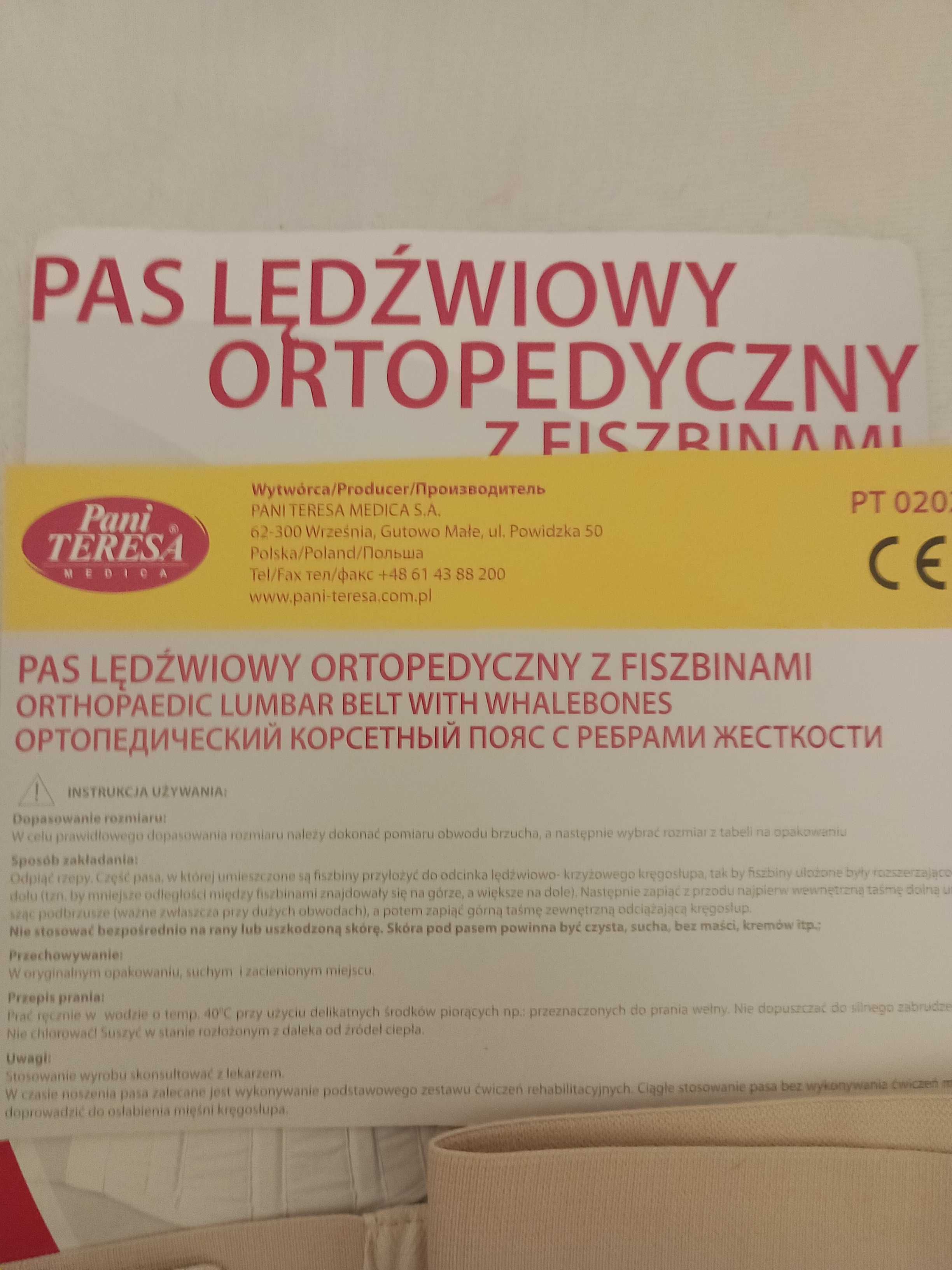 PAS ORTOPEDYCZNY Lędzwiowy z fiszbinami