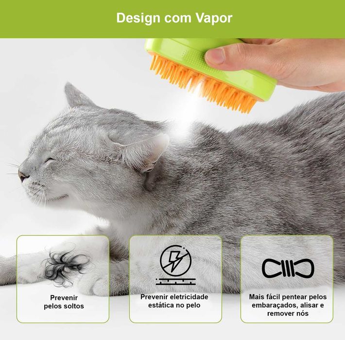 NOVO - Escova a Vapor para Animais