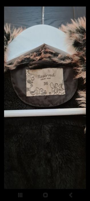 Kożuch brązowy S r.36 Reserved brązowy z futerkiem zimowy
