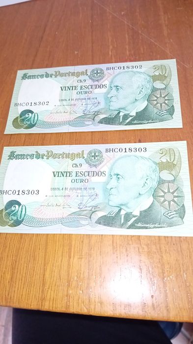 Notas 20$00 numeração seguida
