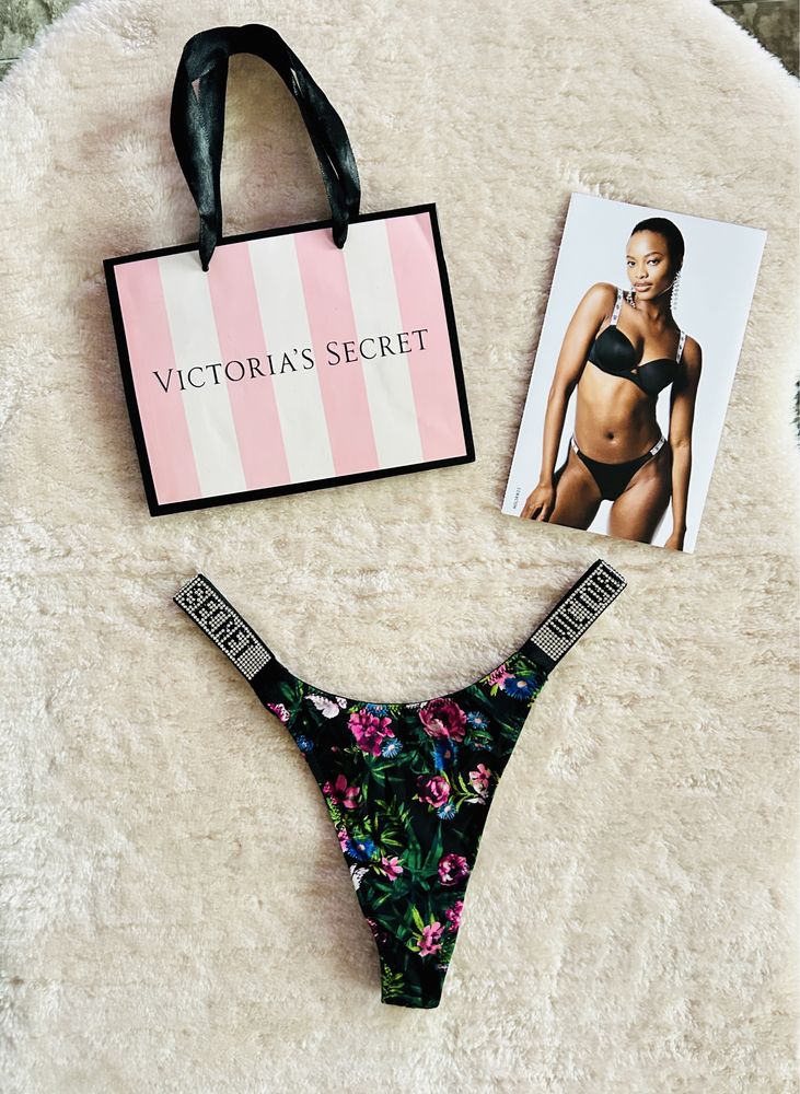 Victoria’s Secret nowe majtki stringi S kwiatki metka oryginalne logo