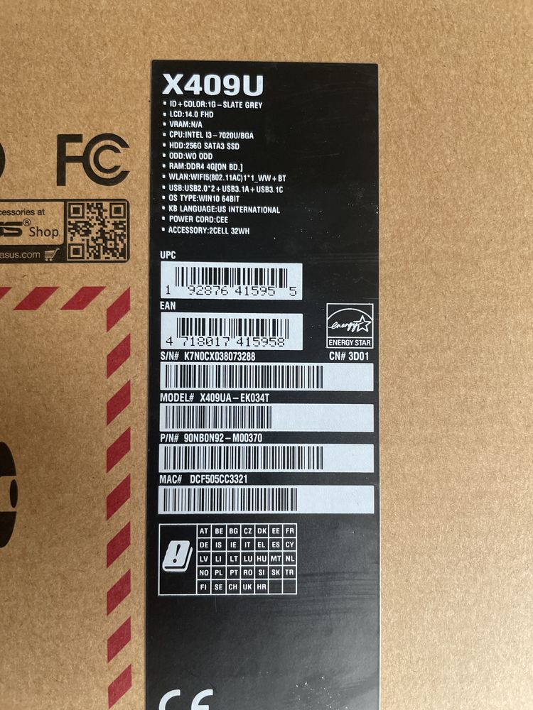 Asus x409ua notebook uszkodzony