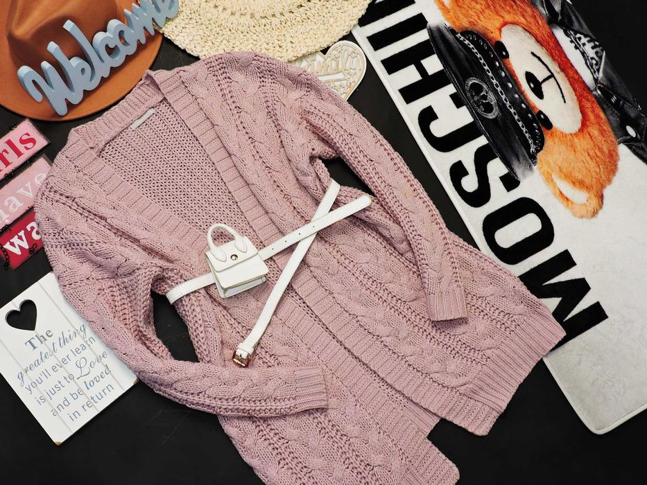 Fisherfield Sweterek kardigan warkocz 36