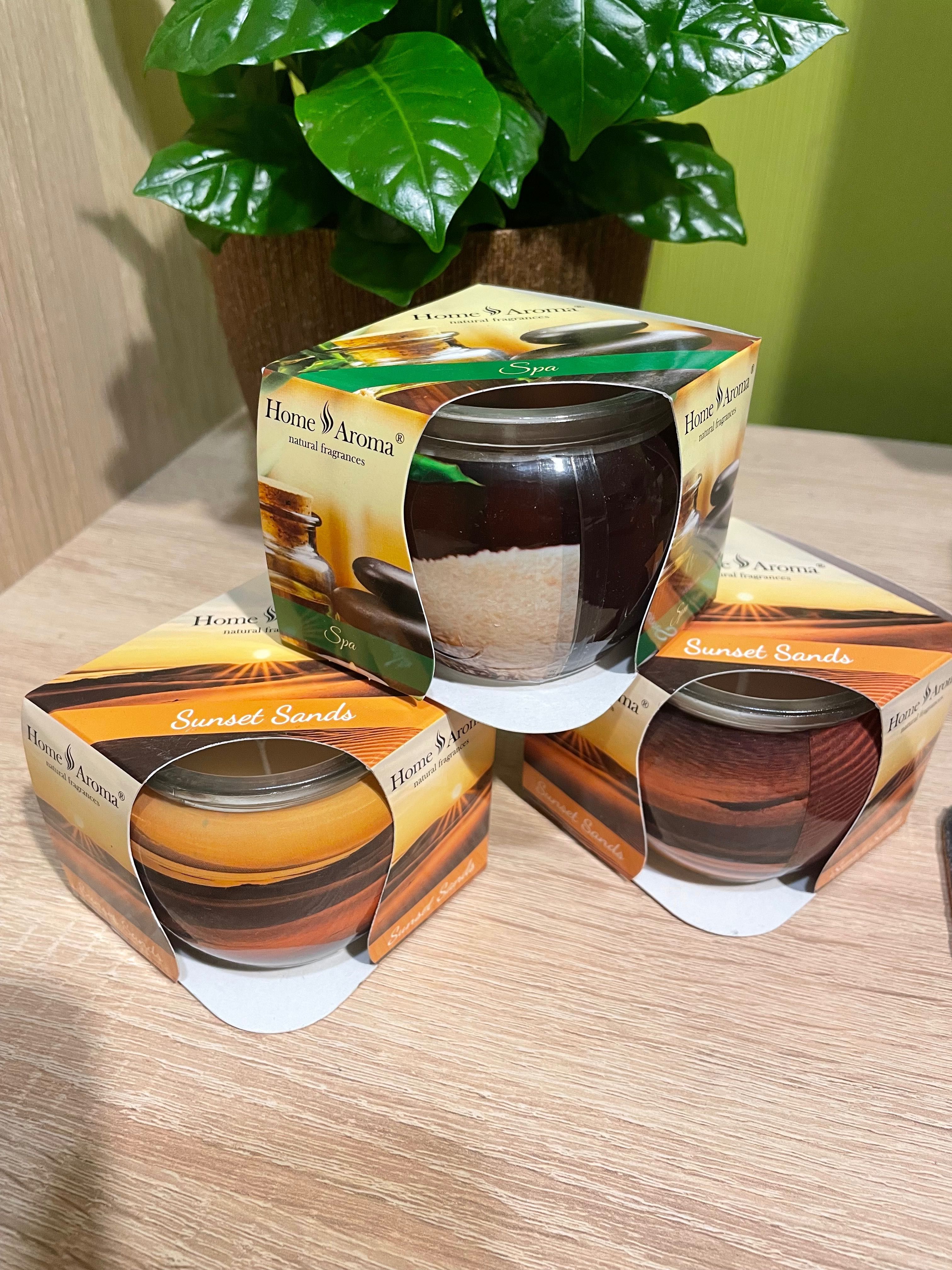 3 świece zapachowe Home Aroma Sunset Sands/Spa 15 h w szkle