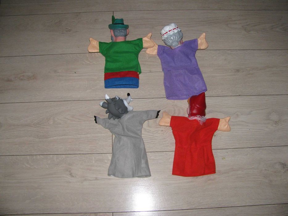 4 Duże Pacynki na rękę - Czerwony Kapturek, Wilk, Babcia i Gajowy