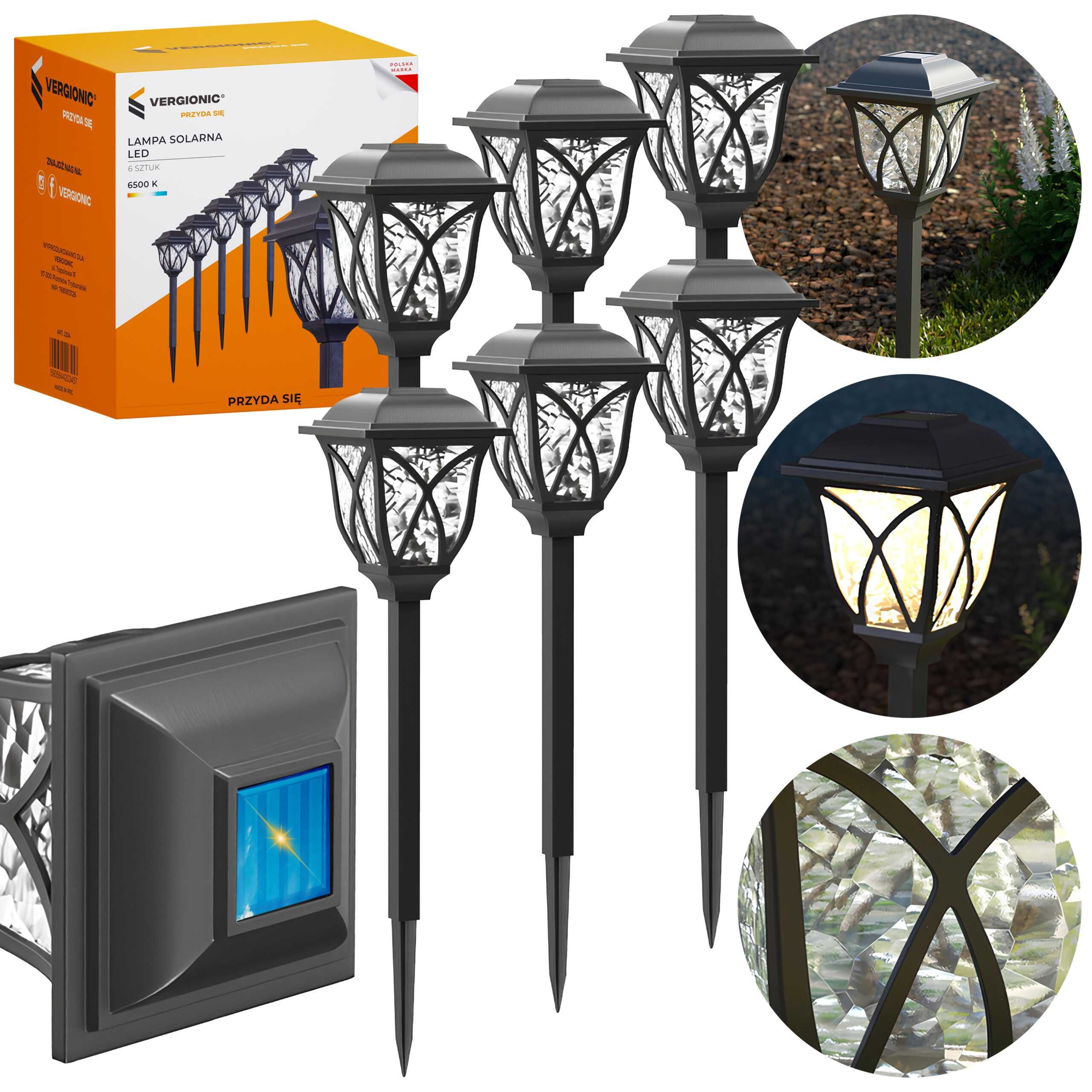 Lampa solarna ogrodowa LED 6 szt.