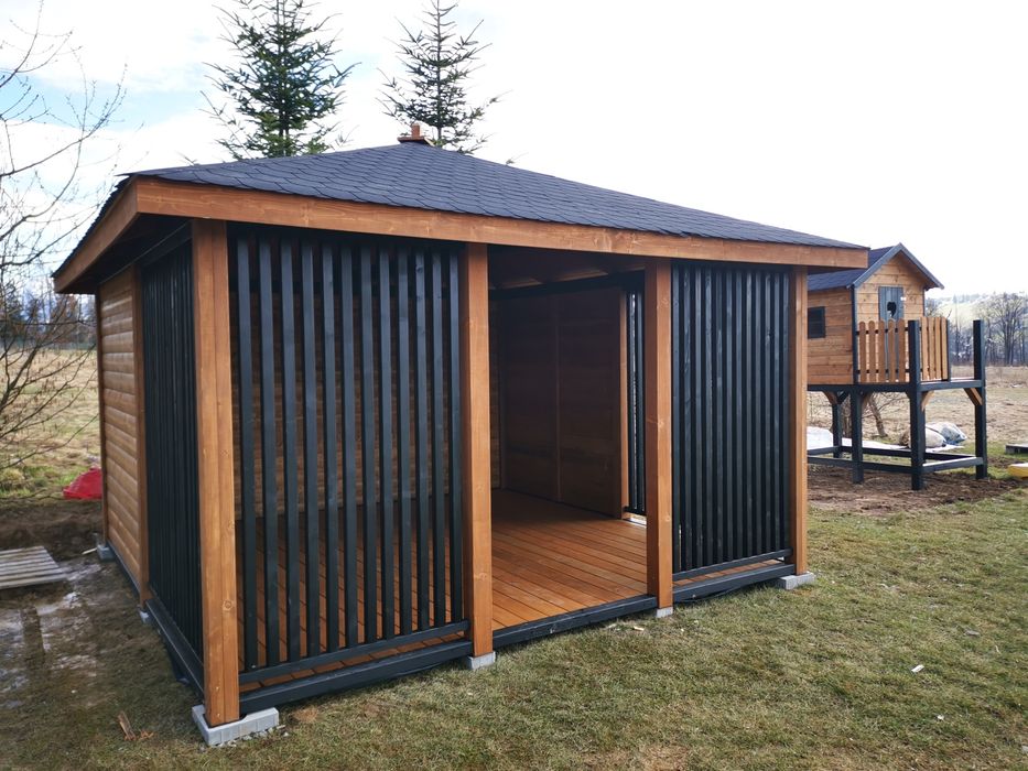 Altana z lamelami 4x4 domek pergola altana drewniana lamele