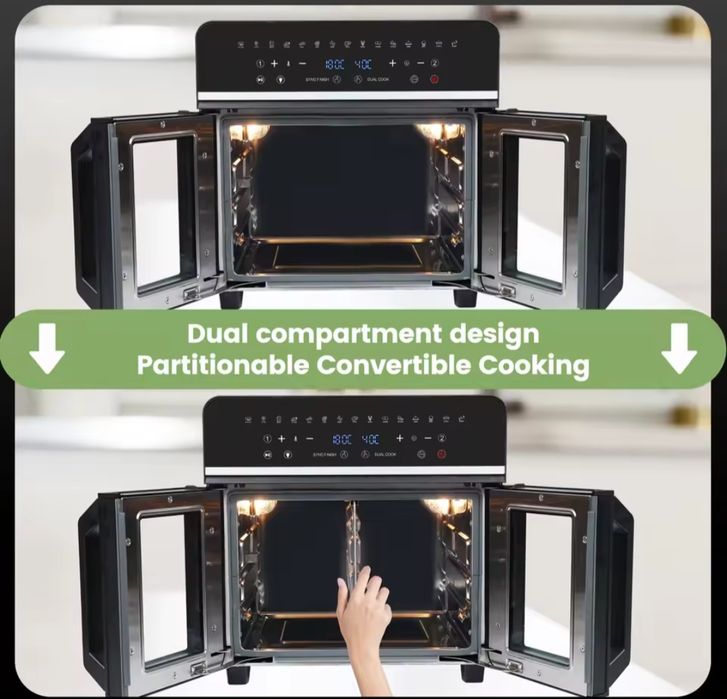 Двозонна аерофритюрниця, 23 л, XXL духовка 2200 Вт.