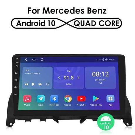 Radio Android 10 Mercedes klasa C W204 S204 gps wifi bluetooth