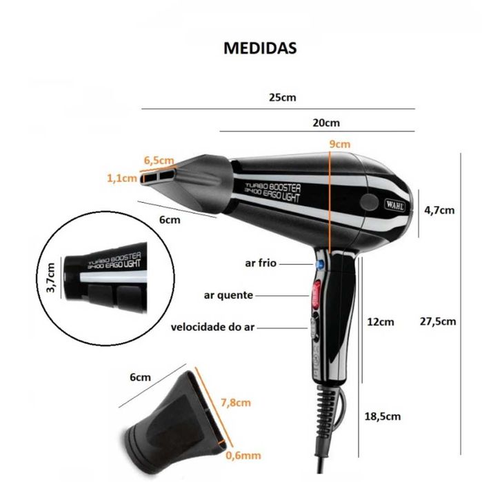 Secador de Cabelo WAHL TurboBooster 2400 WATTS (NOVO E PROFISSIONAL)
