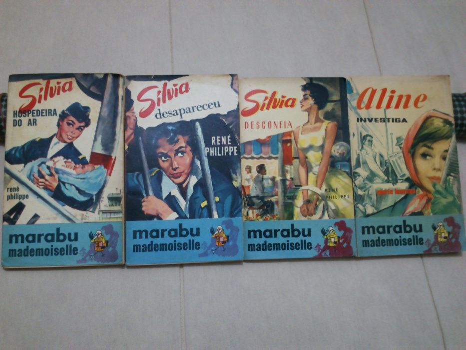 4 livros coleção Marabu mademoiselle Editora Uliseia, nºs 1, 4, 7, 12