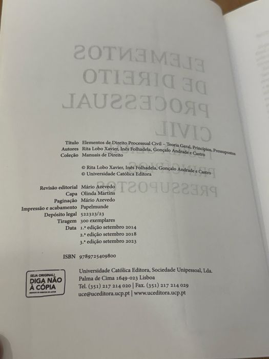 Elementos de Direito Processual Civil - Rita Lobo Xavier