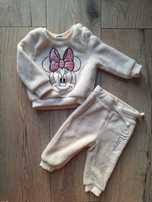 Welurowy dres komplet niemowlęcy dziewczęcy 68 ecru minnie disney