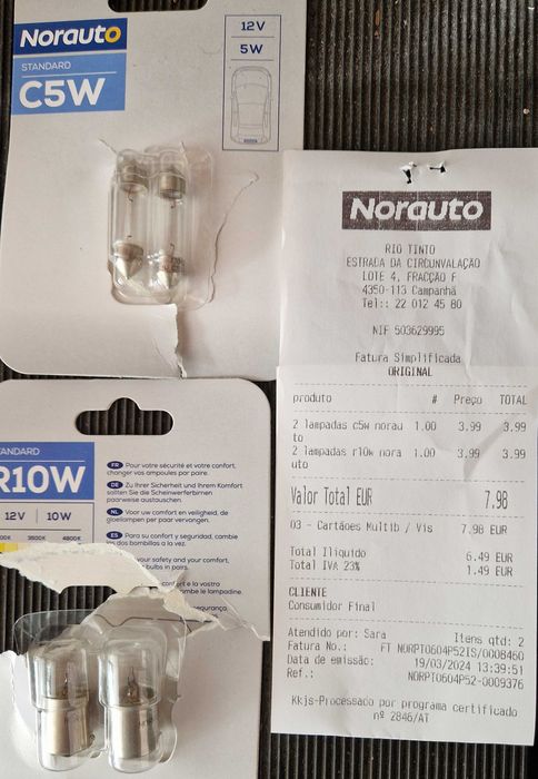 Lâmpadas 12V C5W e R10W Flosser novas