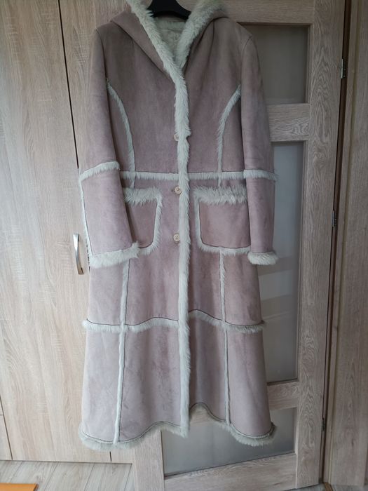 Długi kożuszek sztuczne futerko płaszcz na zimę