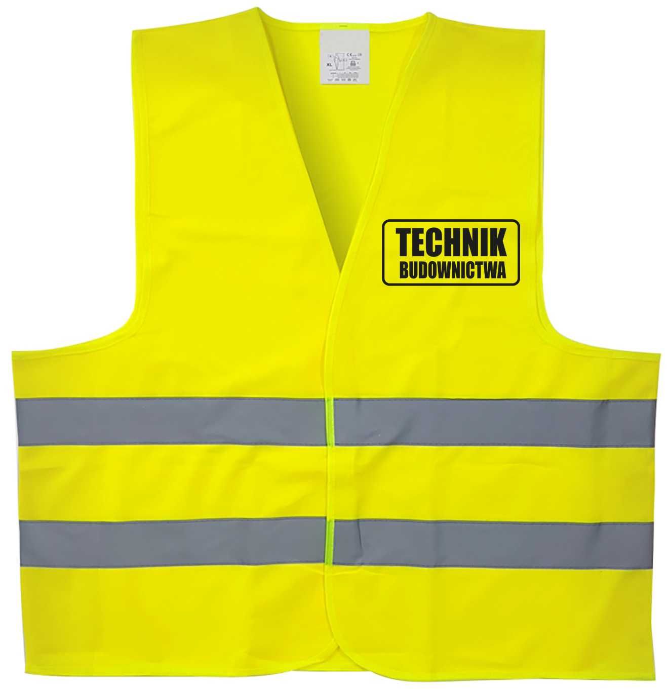 kamizelka odblaskowa, kamizelka z nadrukiem technik budownictwa