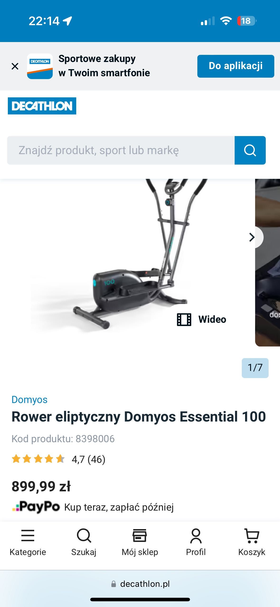 eliptyczny domyos essensial 100 - cena strony internetowej to 899 zł