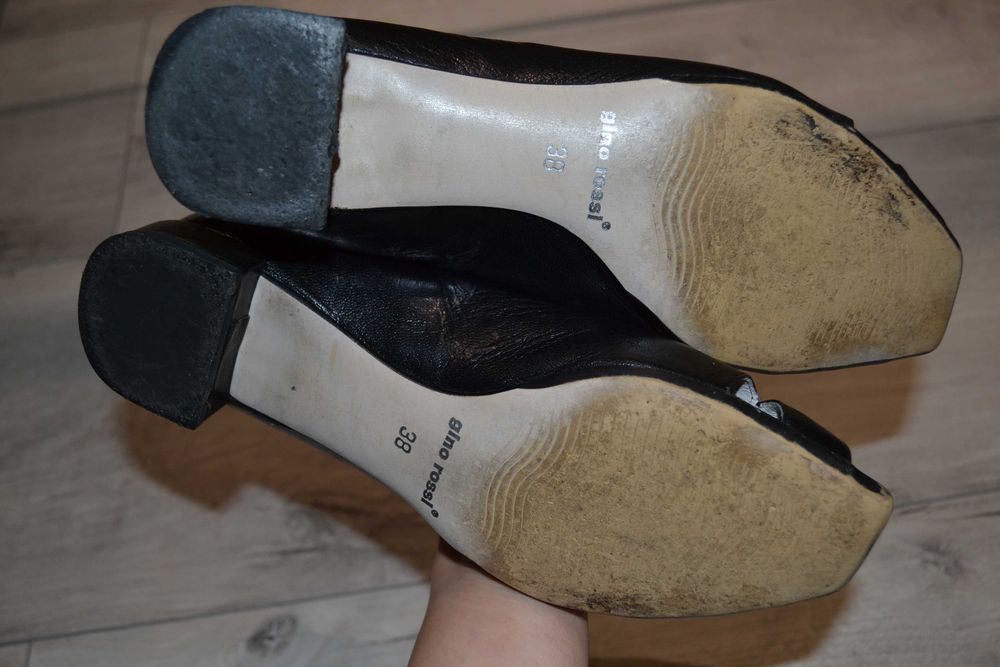 Buty sandały gino rossi 38 czarne skórzane skóra na obcasie