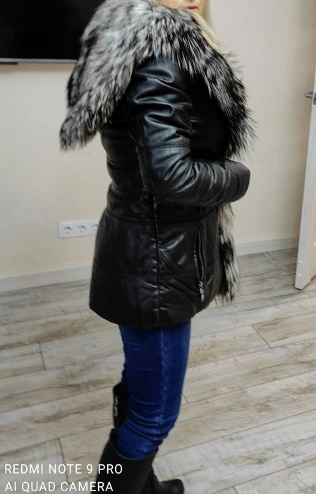Натуральный кожаный пуховик