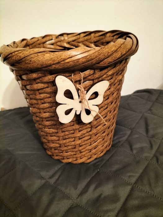 Doniczka  z technorattanu 5L – ręczna robota, dekoracyjny, eko styl