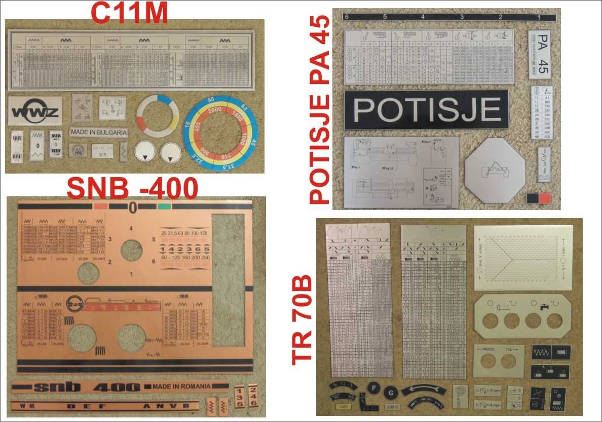 Tabliczki tokarek tokarka TUC TUD TUM TUE TUX TUG 16k20 1M63 CU TR TUJ