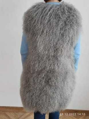 Лама длинный жилет, натуральный мех, размер 46-50, новый