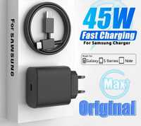Ładowarka do Samsunga 45W +  Kabel USB C kolor czarny fast charging