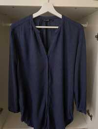 Massimo Dutti granatowa melanżowa koszula  Vintage wełna wiskoza