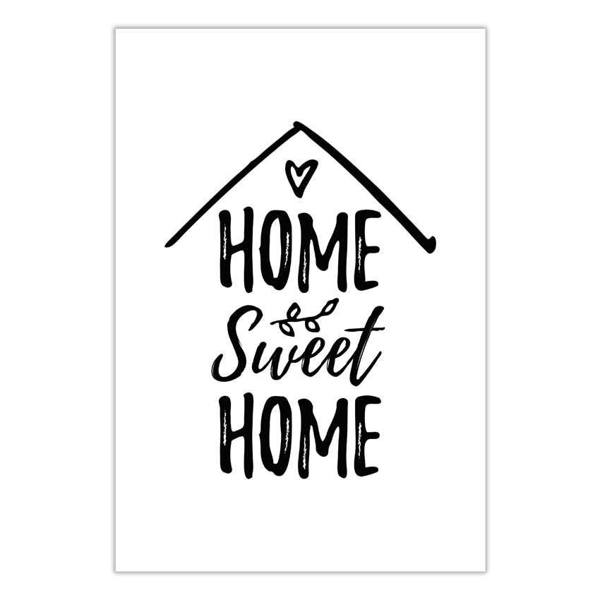 plakat 21x30 Home sweet home salon dekoracja czarno biały dom