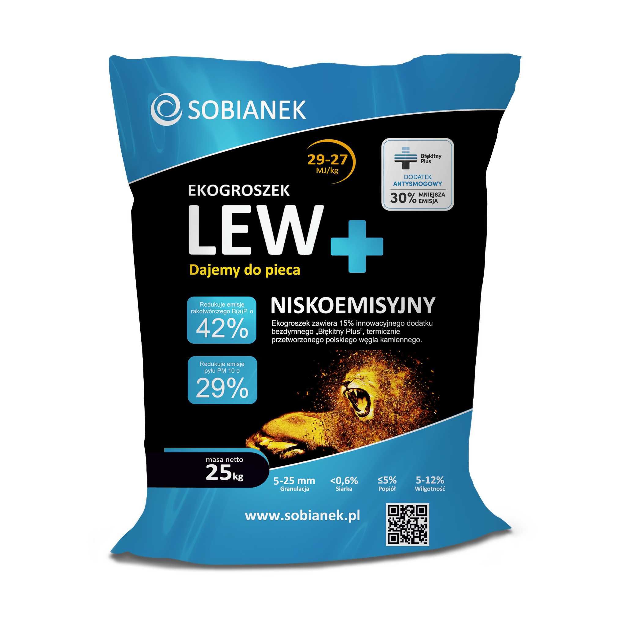 Ekogroszek SOBIANEK LEW 29-27mj/kg z darmową dostawą w PL