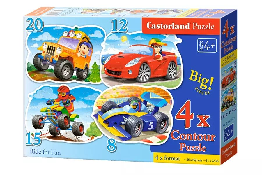 Puzzle konturowe 4w1. Jazda dla zabawy. Castorland