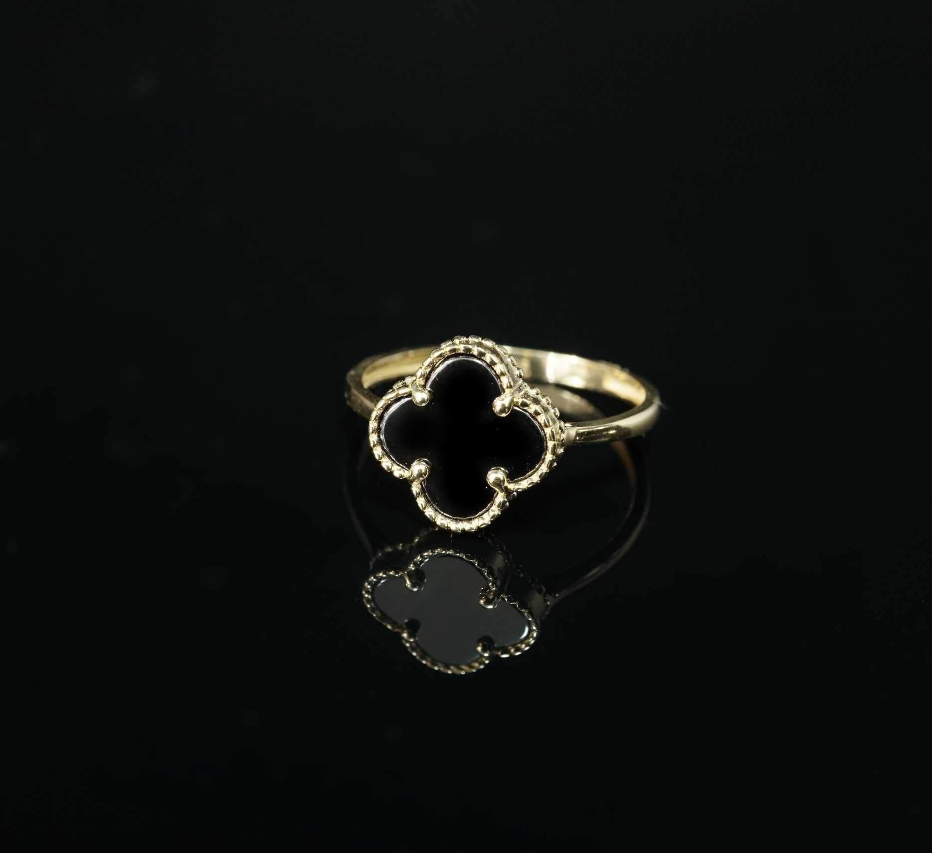 Złoto 585 - Złoty pierścionek damski Koniczynka  Rozmiar 21