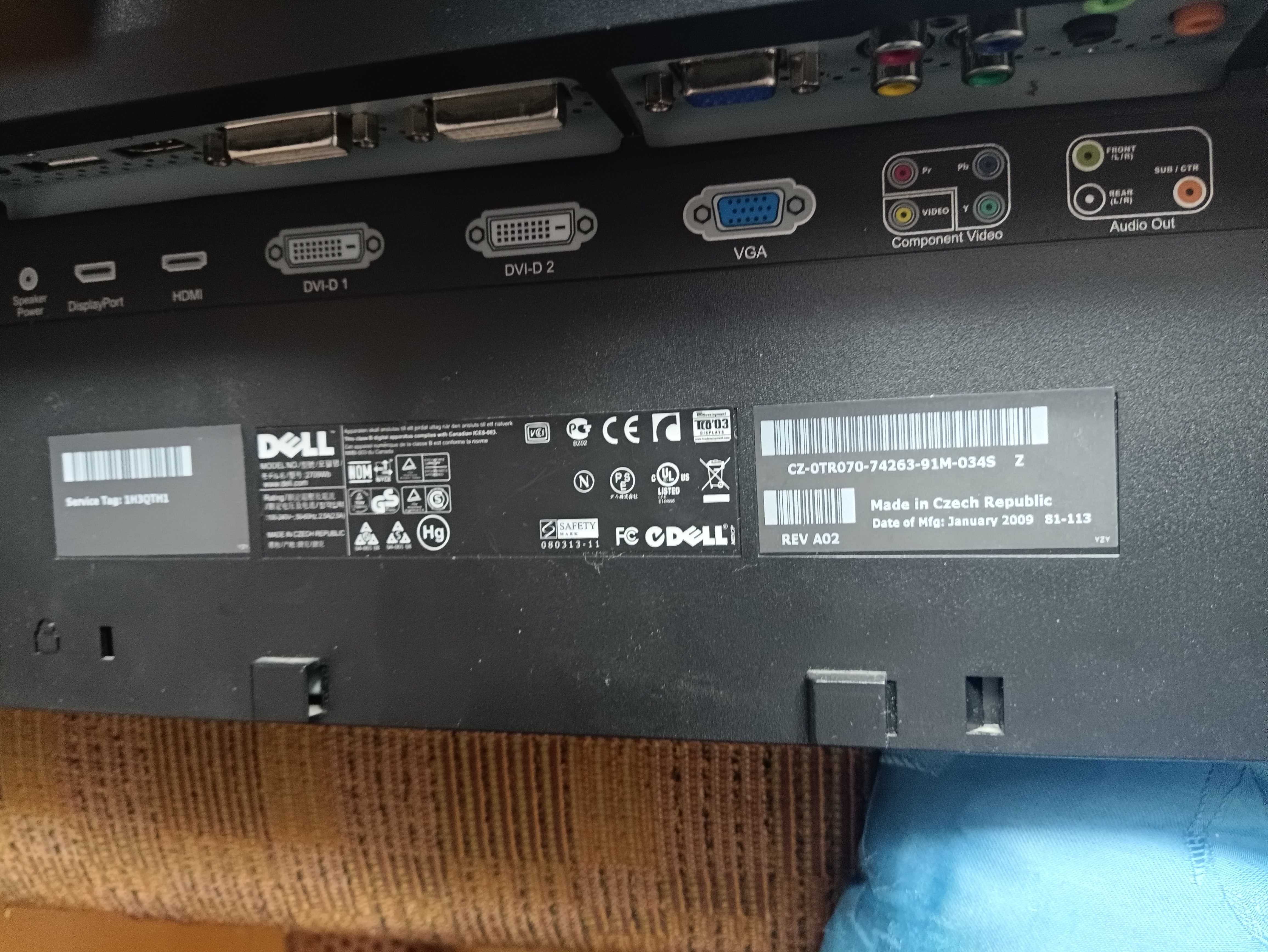 Monitor Dell 27 cali uszkodzona elektronika
