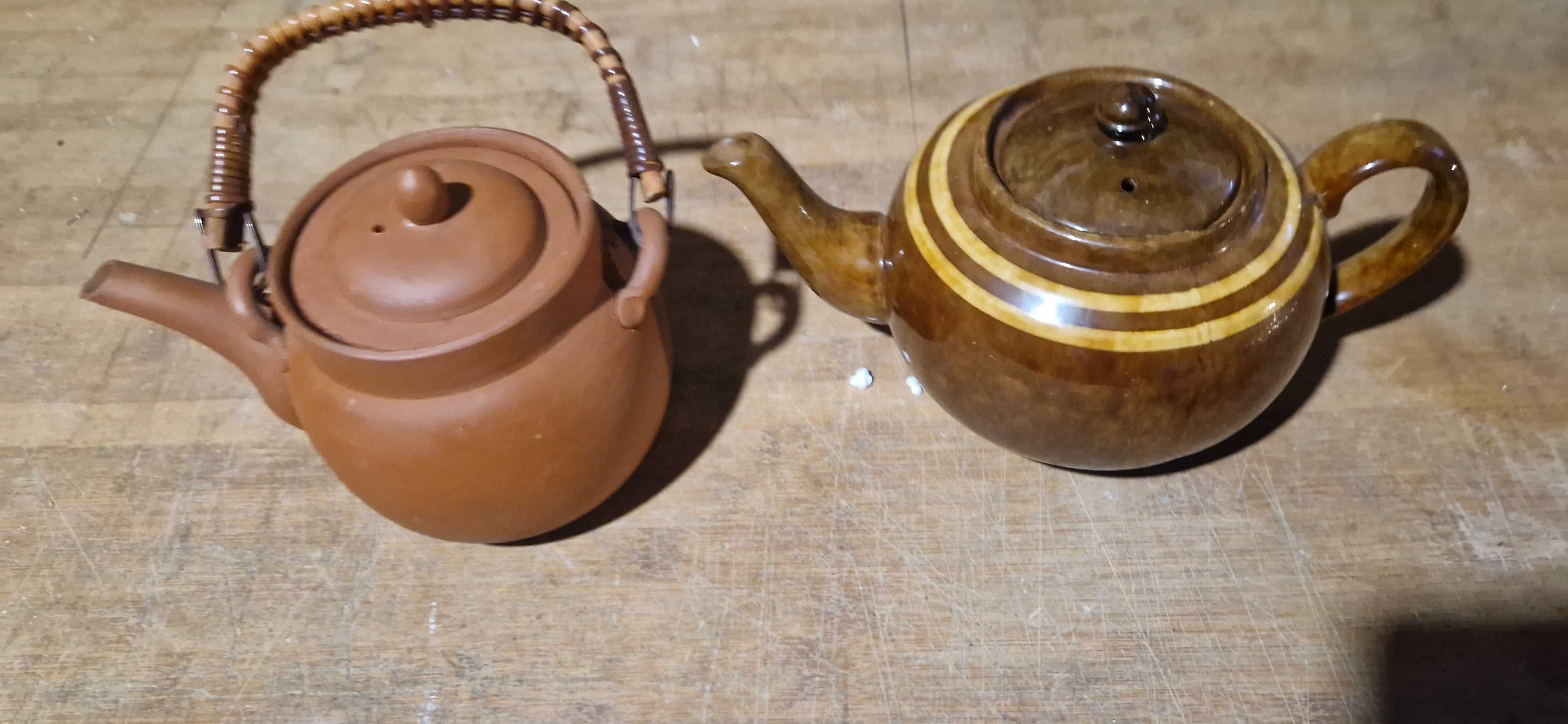 Ceramiczny dzbanek vintage PRL i gliniany czajnik