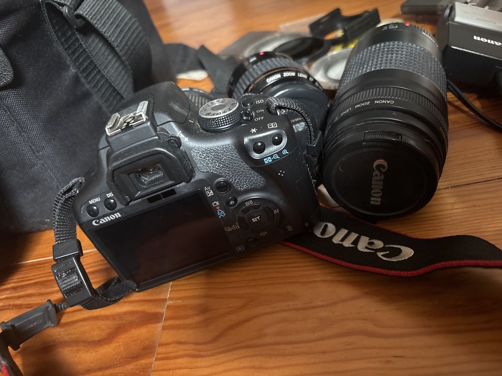 Canon eos 500D e Canon 1000FN com 3 lentes e acessorios