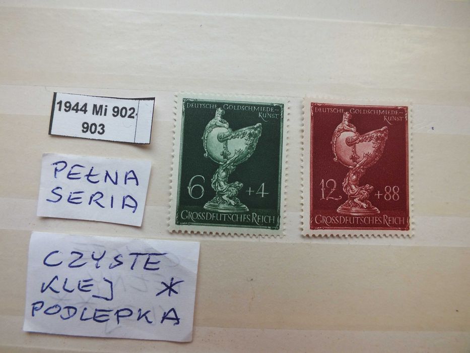 2szt. znaczki pełna seria Mi902 Niemcy 1944 Złotnictwo Rzesza czyste *