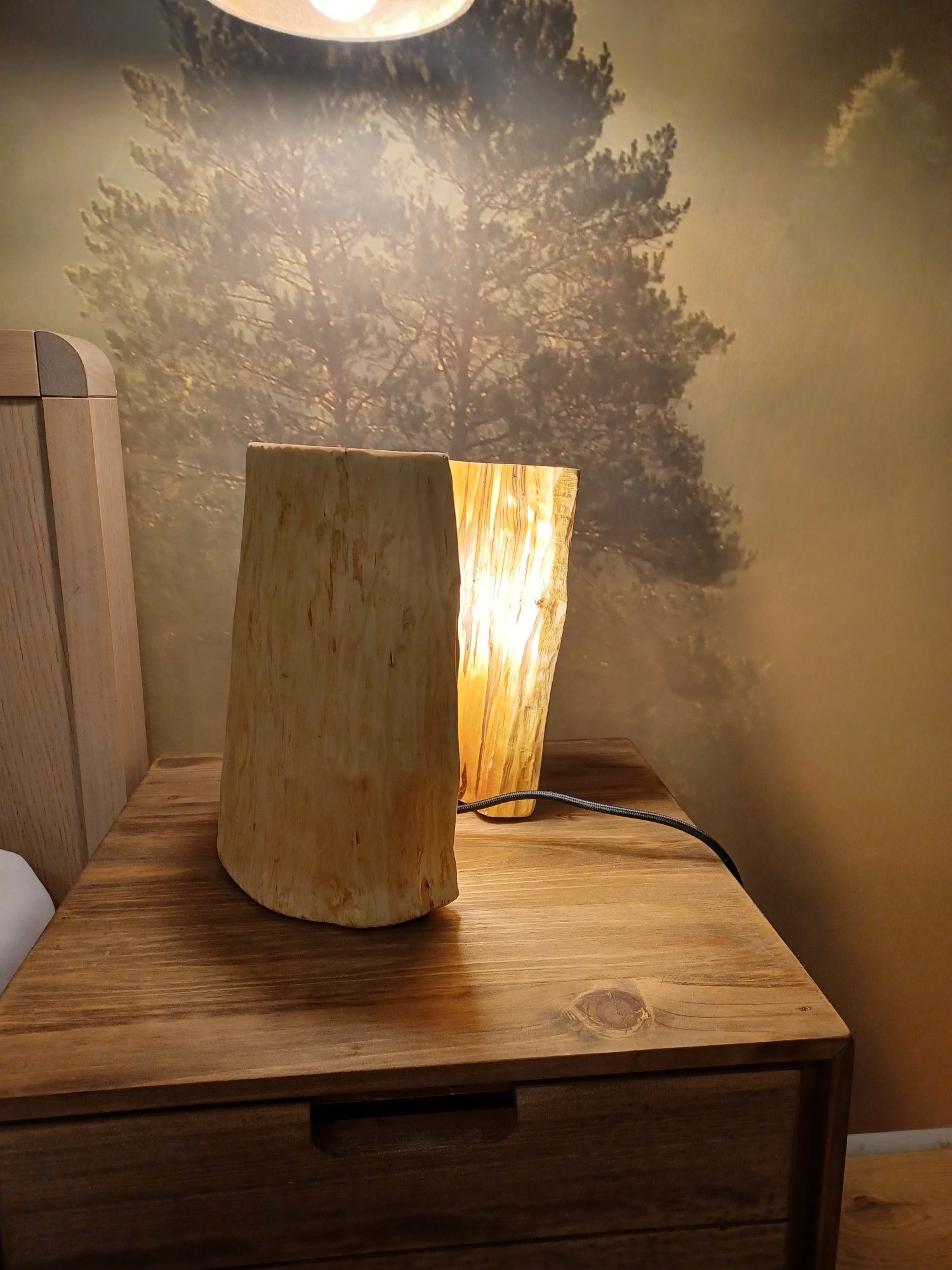 Lampa nocna drewniana Handmade