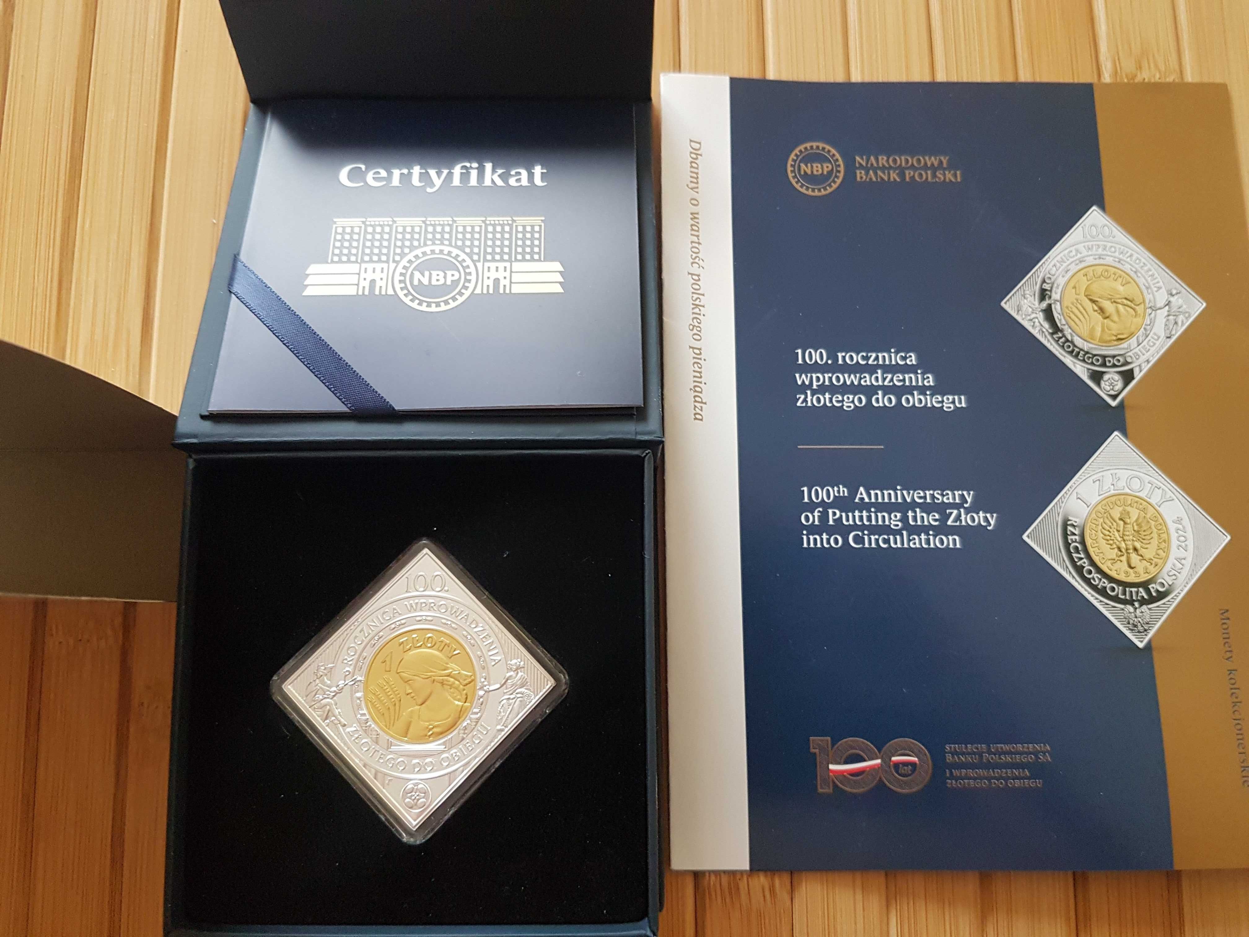 1 Złoty, 100 rocznica wprowadzenia złotego do obiegu .