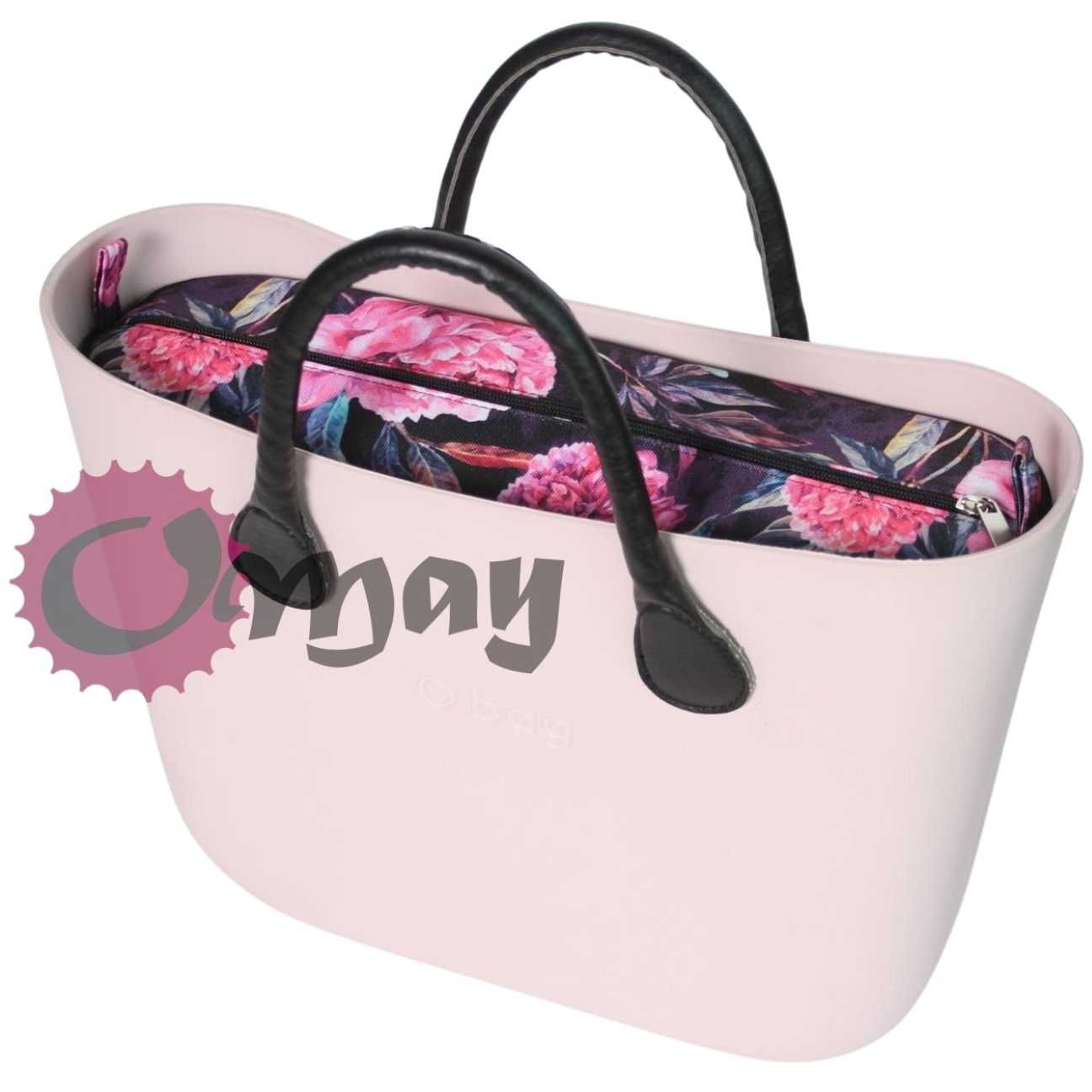organizer OBAG MINI piwonie cudne czarny wkład OMAY