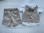 Elegancki zestaw dla chłopca H&M rozmiar 68 lniany komplet na chrzest