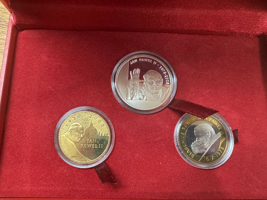 3 Monety z wiz. Jana Pawła II Mennica Polska 2008