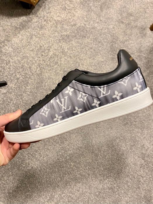 LOUIS VUITTON кожаные кроссовки мужские кеды черные серые кожаные