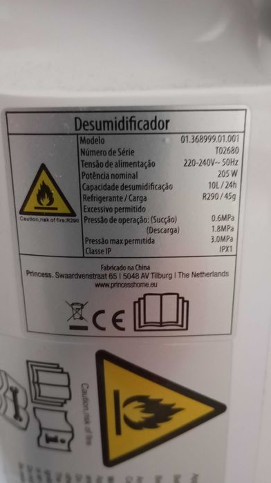 Desumidificador PRINCESS 10 Litros