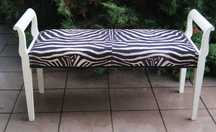 Ławeczka Shabby Chic przedpokój sypialnia tapicerka Zebra Piękna