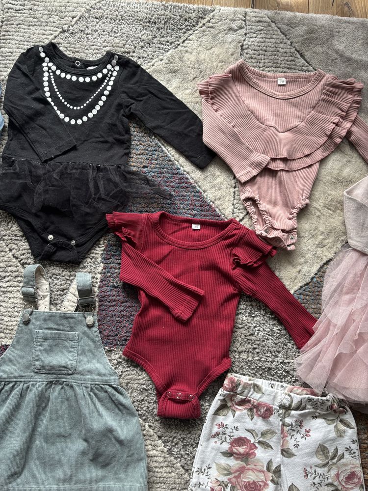 Zestaw 16 ubranek dla dziewczynki r.74-Zara, H&M, Newbie, Gap-śliczne