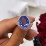 WYJĄTKOWY śliczny pierścionek z TANZANITEM ~6.17ct i  brylantami