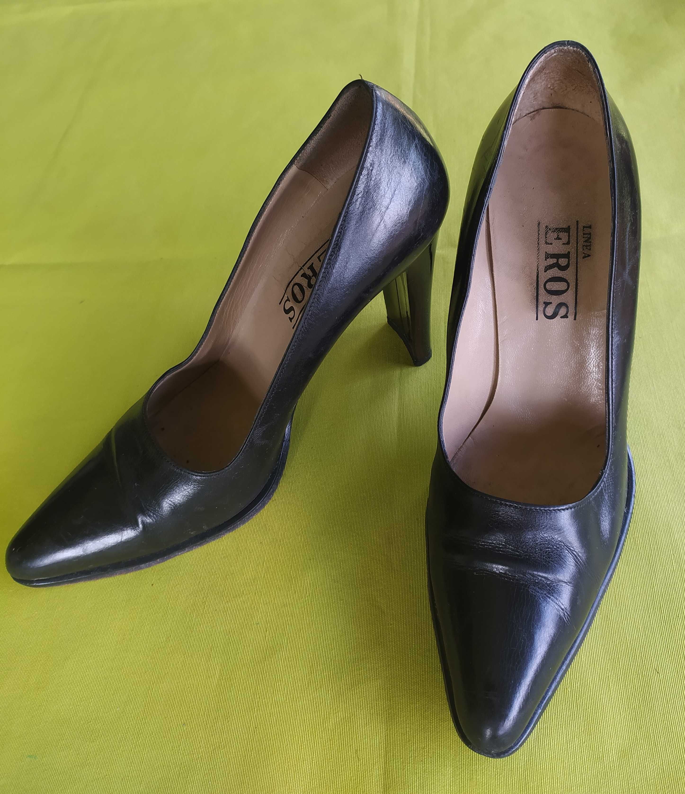 Eleganckie czółenka na obcasach, skóra naturalna  - r.39