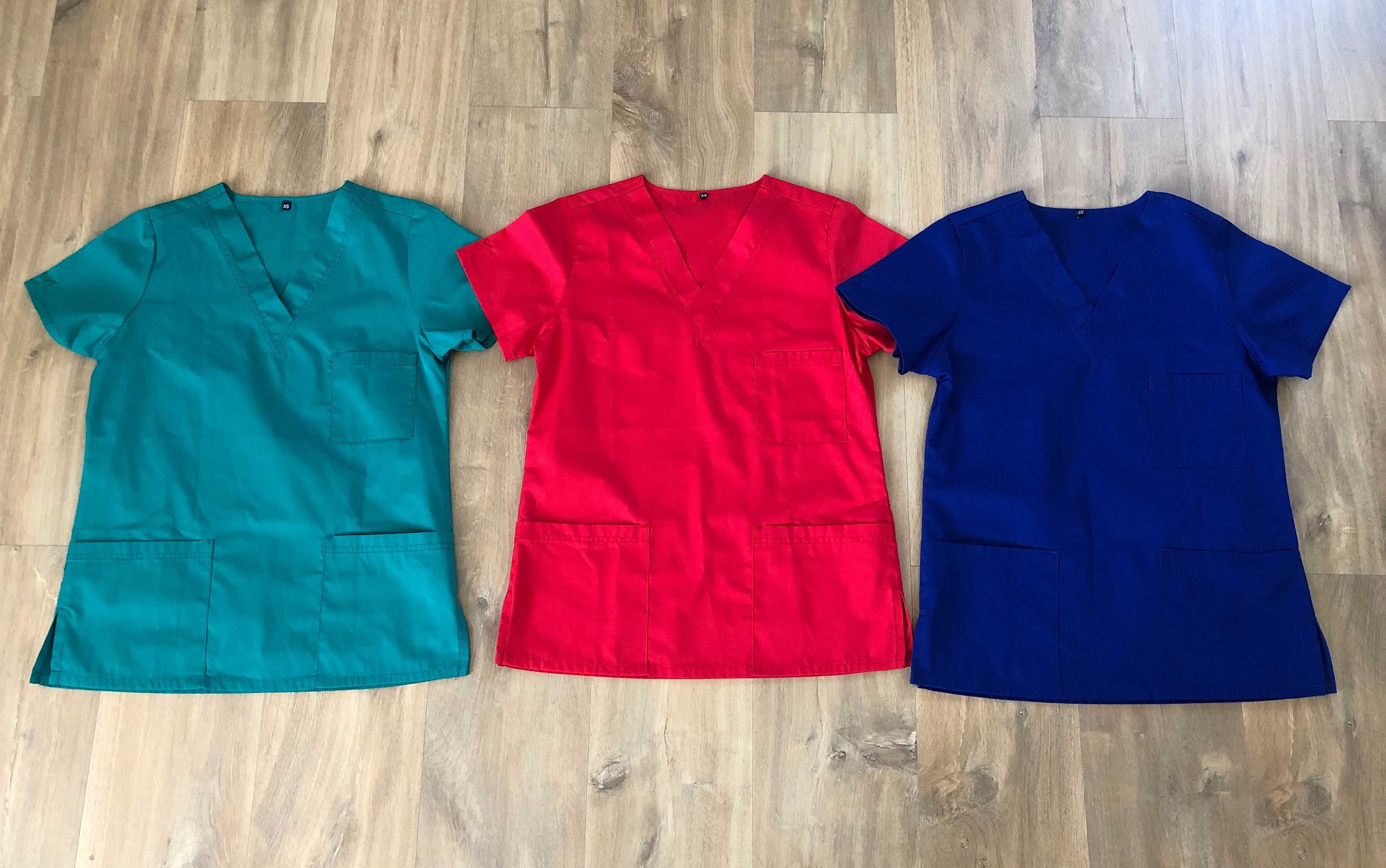 Nowa bluzka medyczna, uniform, mundurek XS-S czerwona, niebieska