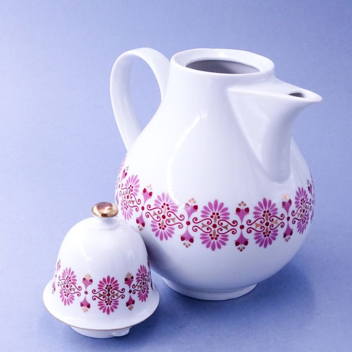 lata 60/70-te piękny dzbanek porcelanowy do kawy herbaty