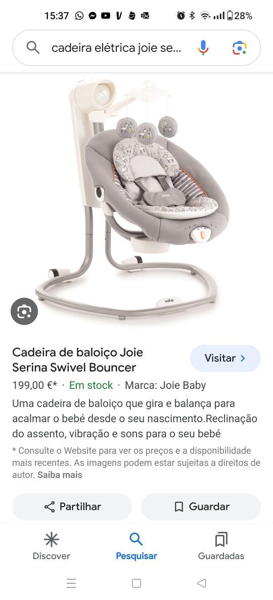 Cadeira/Espreguiçadeira elétrica Joie Serina Swivel Bouncer